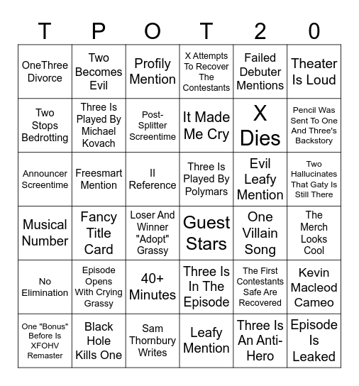 TPOT 20 Predictions! Bingo Card