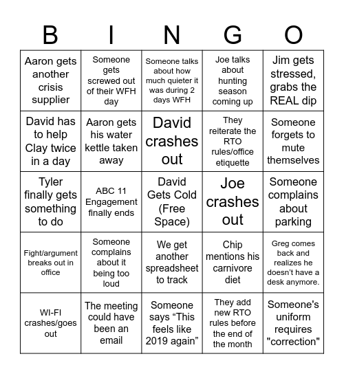 SD BINGO - RTO Edition Bingo Card