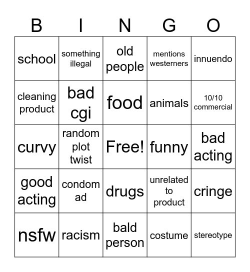 thai commercials Bingo Card