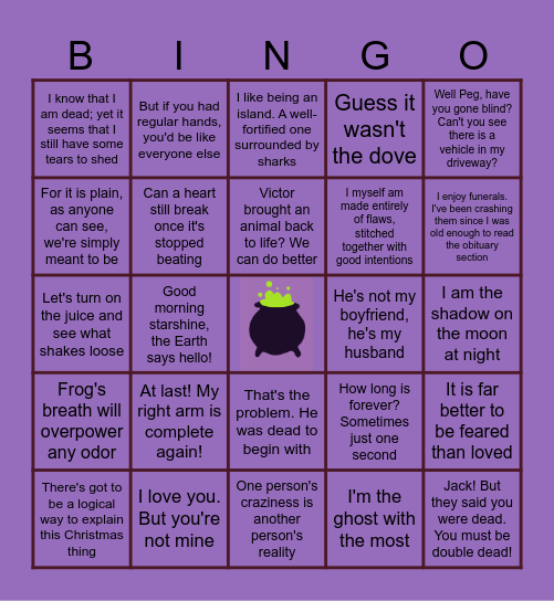 Nightmare Before Bar! Bingo Card