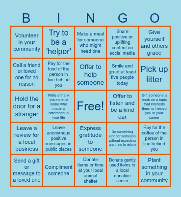 Graebel Kindness Bingo Card