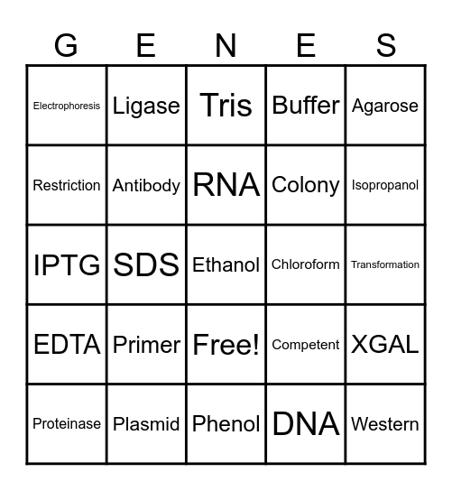 GENES Bingo Card