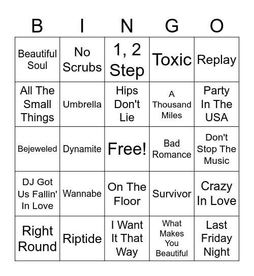 Music Bingo Card