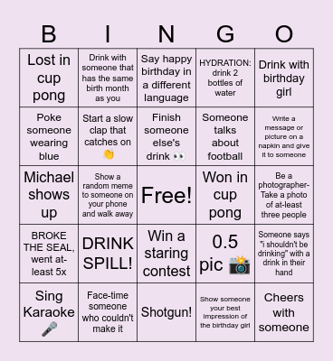 BIRTHDAY BINGO Card