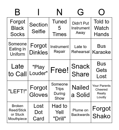 Tosa West BANDTOBER Bingo Card