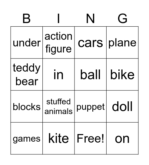 Kids 2 - Unit 8 FUN AND GAMES Bingo Card