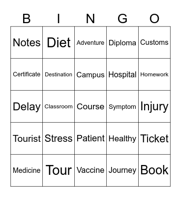 BINGO IELTS Bingo Card