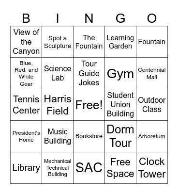 Lewis and Clark State College Bingo Card