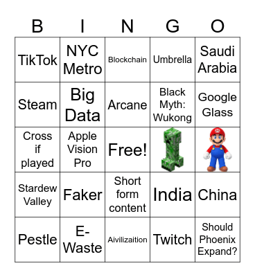 VIDEO GAME BINGO Card