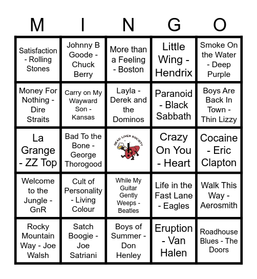 Classic EPIC Guitar Riffs! Bingo Card