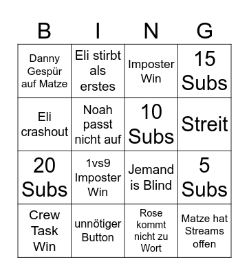 Matze Among Bingo Card