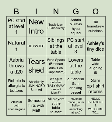 ITS THURSDAAYYYY NIGHHHTTTT C4 Ep1 Bingo Card