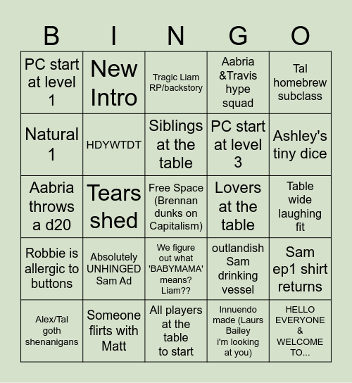 ITS THURSDAAYYYY NIGHHHTTTT C4 Ep1 Bingo Card