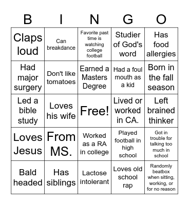 What do you have in common with the birthday boy? Bingo Card
