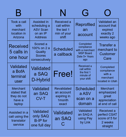 ZeroRisk PCI Bingo Card