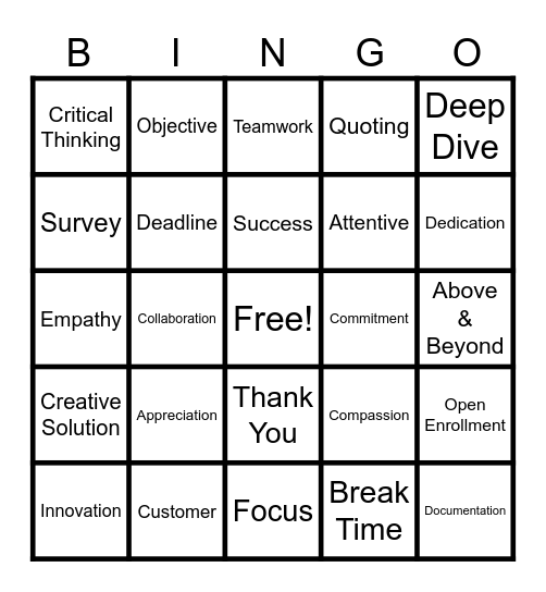 Customer Service Week 2025 Bingo Card