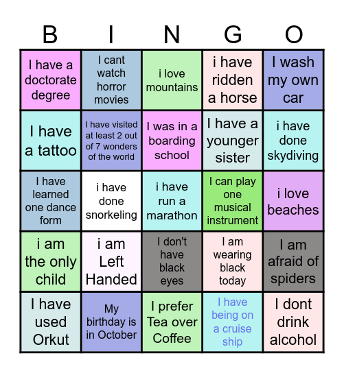 Get to Know Bingo, Vyom Bingo Card