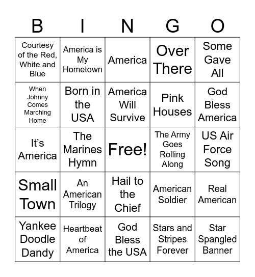 USA! Bingo Card