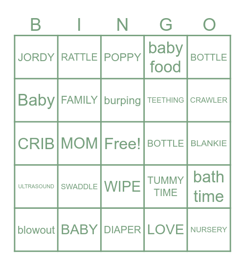 BABY BINGO Card