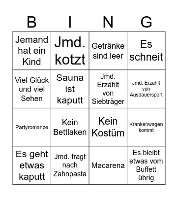 90er Party Bingo Card