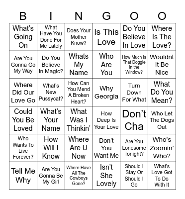 Songs That Are Questions Bingo Card
