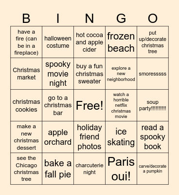 Fall & Winter BINGO Card