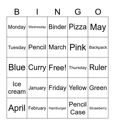 Spelling Bee Bingo Card