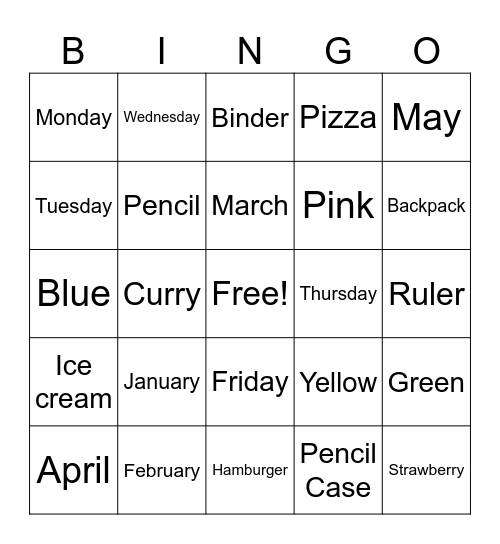 Spelling Bee Bingo Card