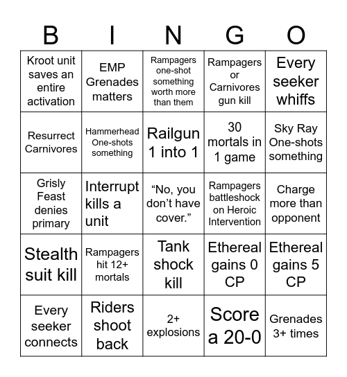 Kroot Bingo LVO 2025 Bingo Card