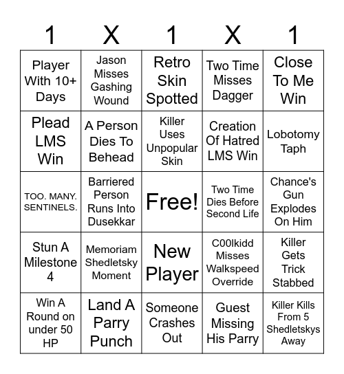 Forsaken Bingo Card