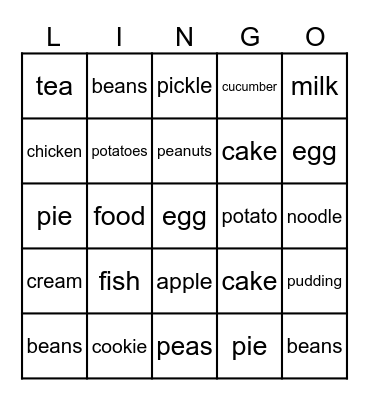 LINGO Bingo Card