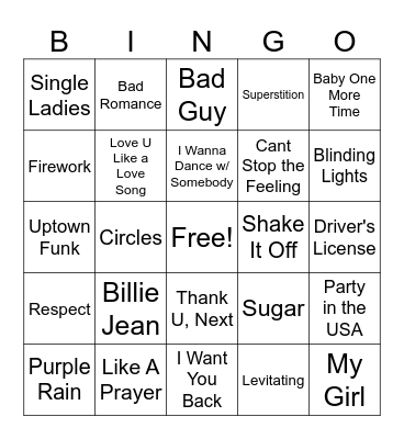 Music Bingo Card