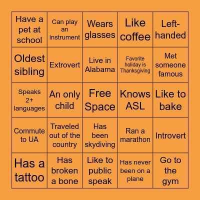 Ice Breaker Bingo Card