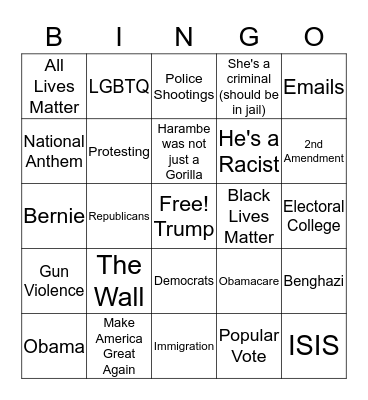 Politics Bingo Card