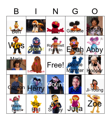 Sesame Street Bingo Card