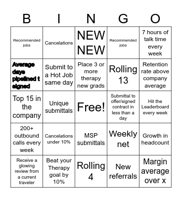 THERAPY Bingo Card