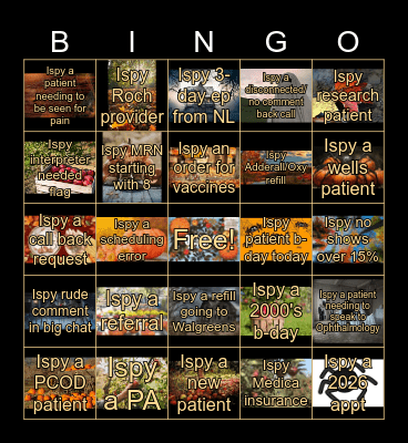 Ispy Bingo 10/3/2025 Bingo Card