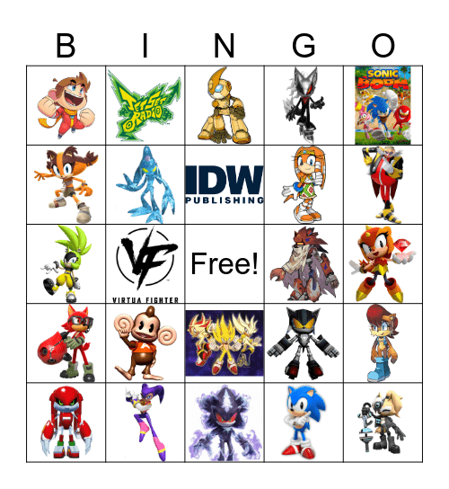 Sonic crossworlds bingo Card