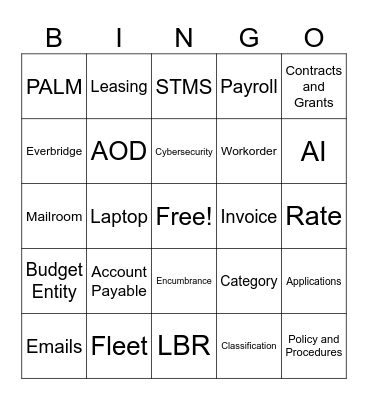 OFFICE OF ADMINISTRATION Bingo Card