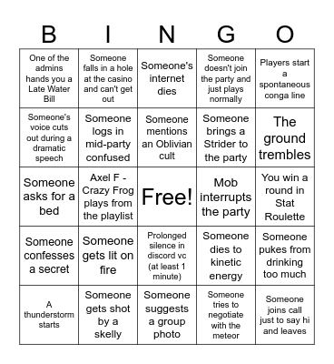 End Times Bingo Card