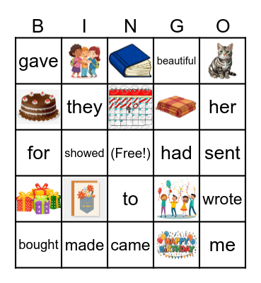 Liujia 8th Grade Week 5 Bingo Card