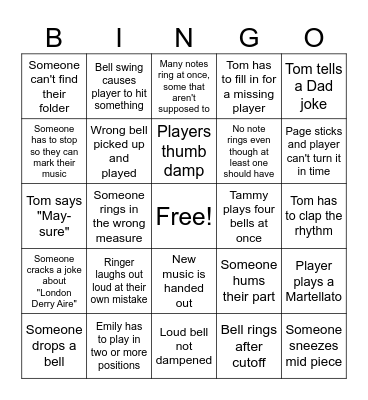 St Luke's Ringers Bingo Card