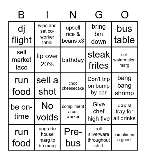 Server  Bingo Card