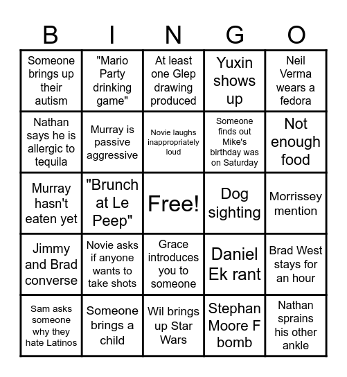 NOISE WATER MEAT Bingo Card