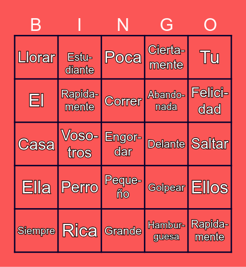 BINGO DE LOS SPAIDYS Bingo Card