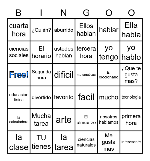 Vocabulary words Chapter 2A Bingo Card