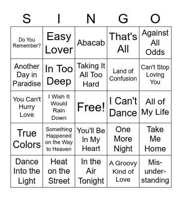 No Playlist Required Bingo Card