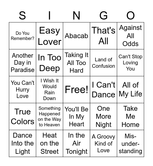 No Playlist Required Bingo Card