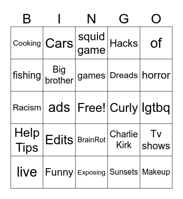 Tiktok Bingo Card