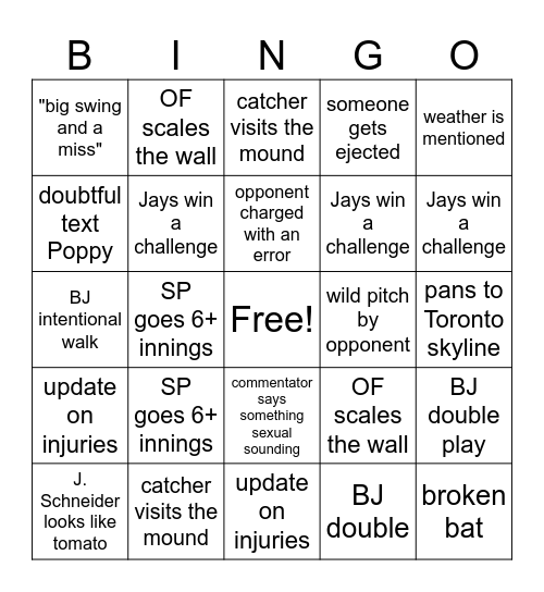 BJ BINGO Card